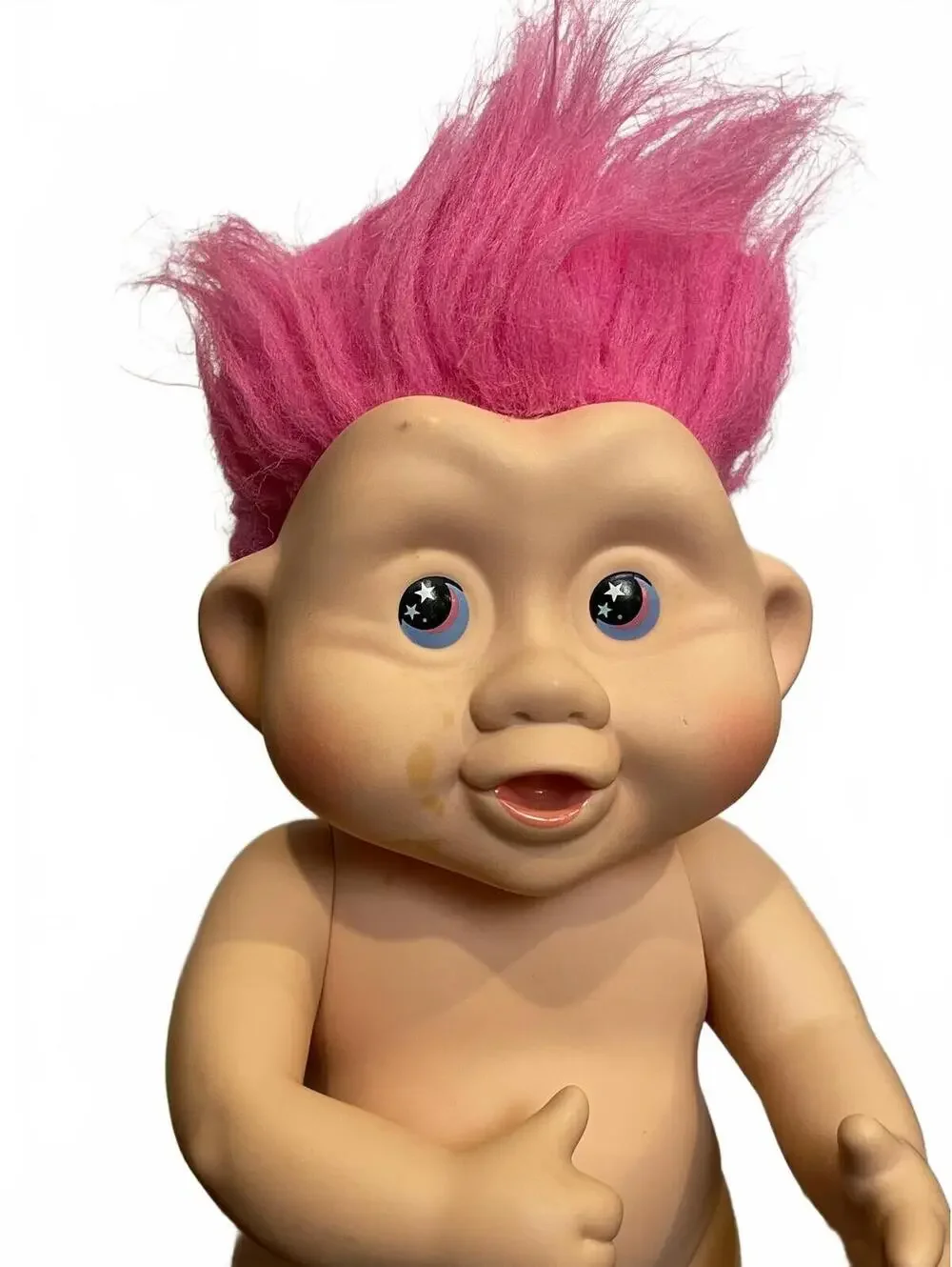 Vintage 1991 Magic Troll Baby Doll Pink Hair Large Troll Figure